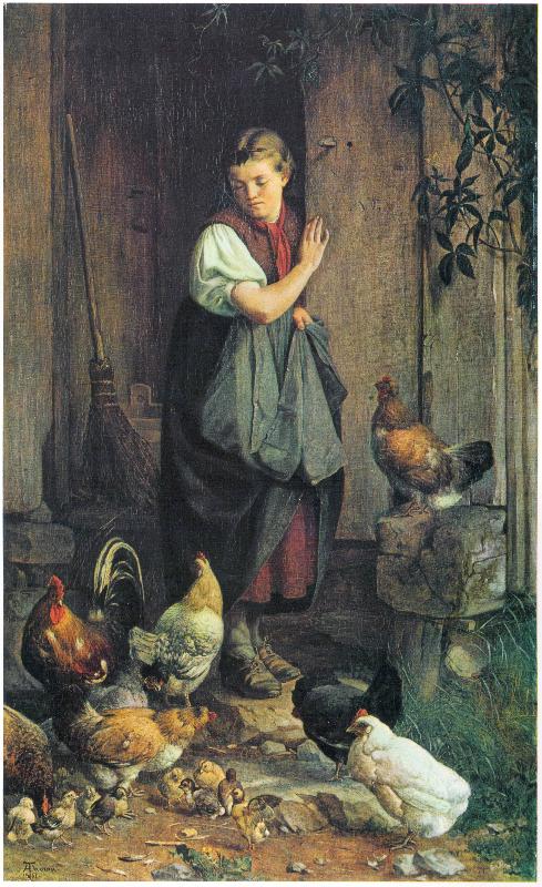 Hans Thoma Huhnerfutterung